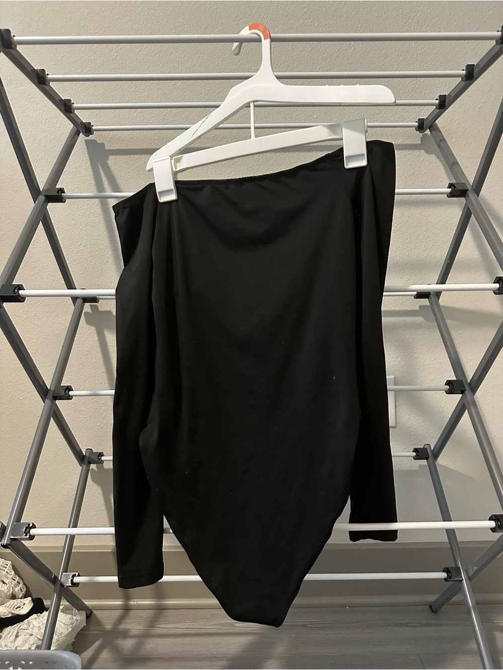 Amazon Black One-Shoulder Long-Sleeve Bodysuit